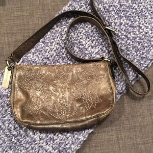 Mango Vintage Studded Olive Green Crossbody Bag